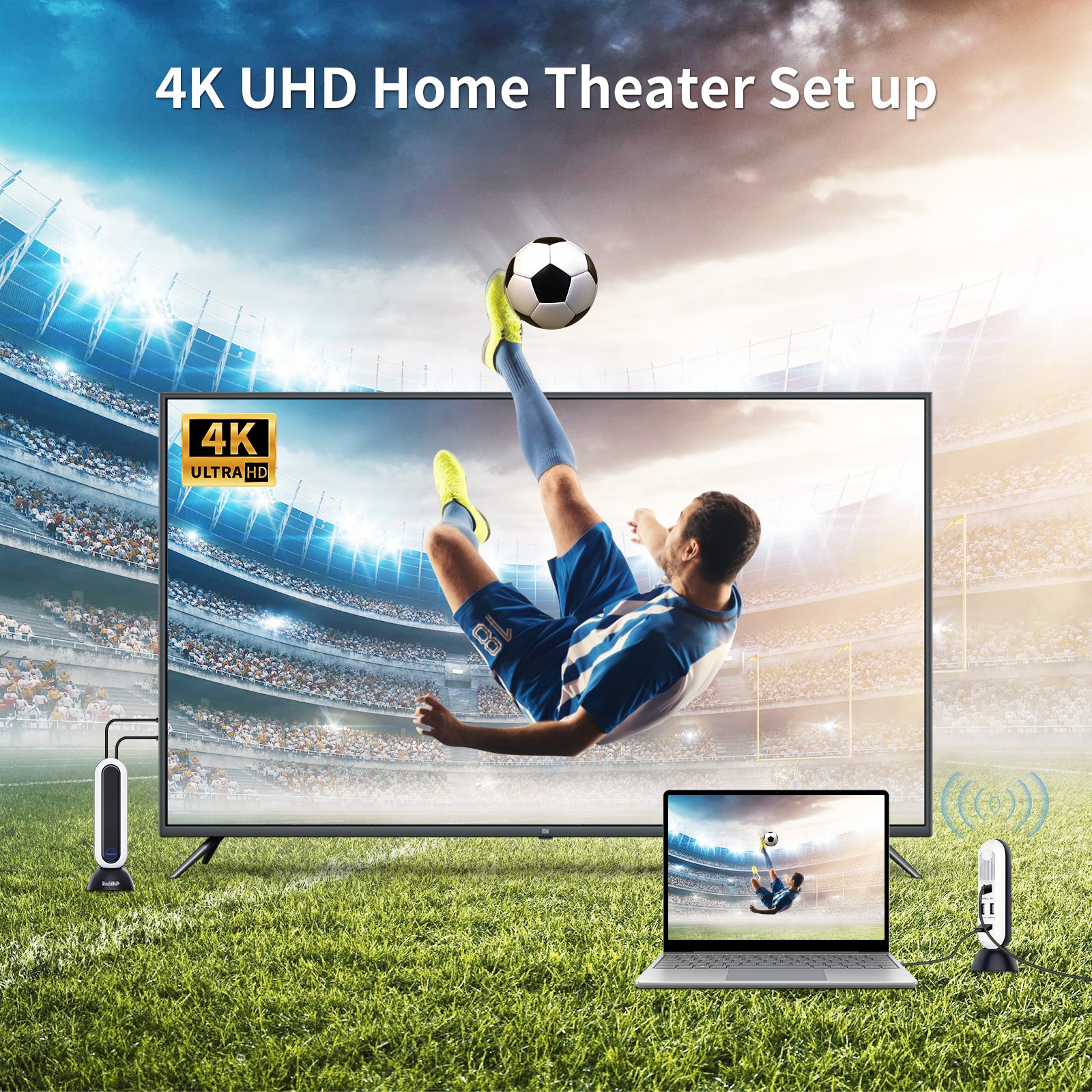 Image of PeakDo Wireless HDMI 4K, Wireless HDMI Extender Kit, 100ft Transmission Range, Black