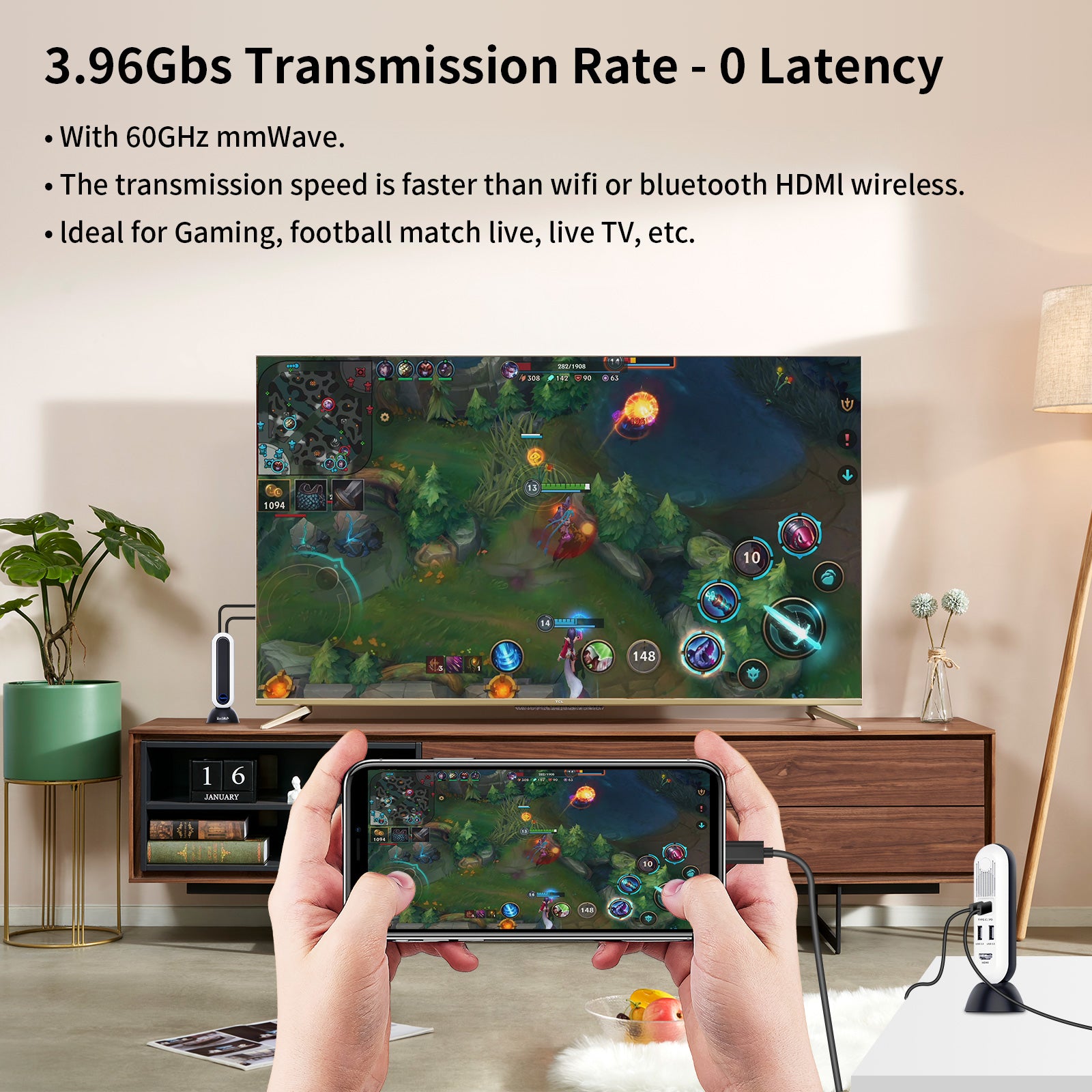 Image of PeakDo Wireless HDMI 4K, Wireless HDMI Extender Kit, 100ft Transmission Range, Black